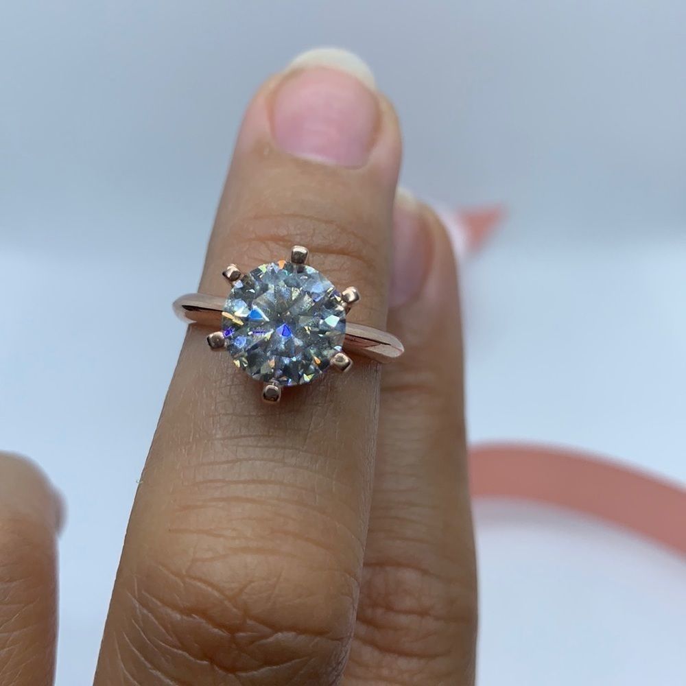 Solitaire Style 3ct Solid Rose Gold Engagement - image 6